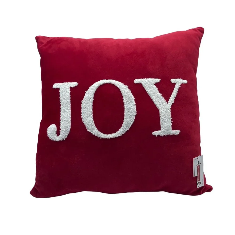 Joy Plaid Red Black Decorative Pillow 14